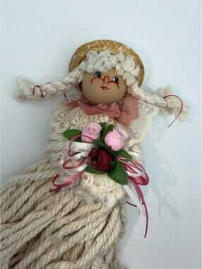 Vintage Mop head doll Folk Art Cottage Core